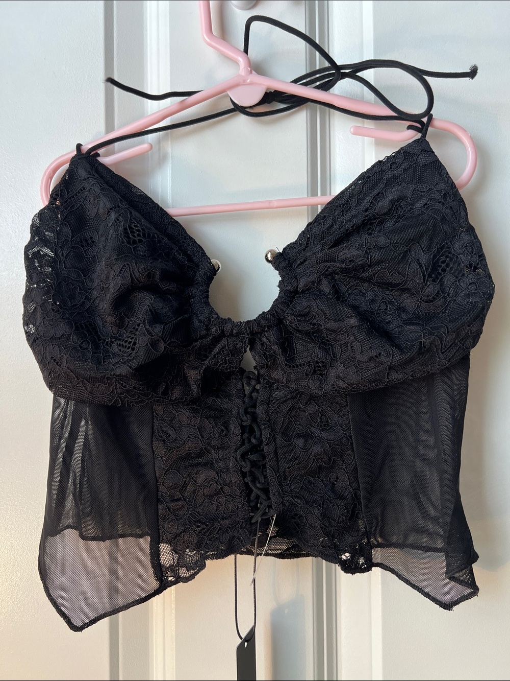 Black Lace Halter Bustier Top - Women Fashion Nova Size large